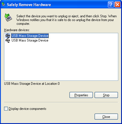 Safely Remove Hardware applet