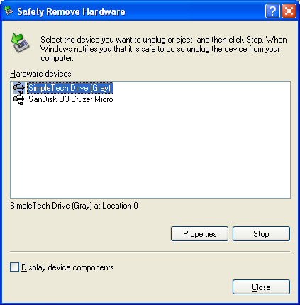 Safely Remove Hardware applet